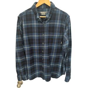EDDIE Bauer Boys Sz. XLPlaid Flannel Fleece Sm. Button Down Shirt Jacket Blue